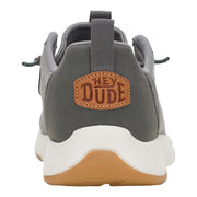 HEYDUDE Wally Drift Classic Mesh Casual Shoes for Men, Grey, Lightweight Rubber Outsole, Elastic Laces, 43165-1UM