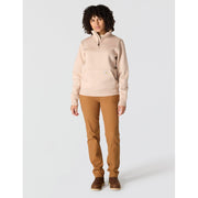 Carhartt Women's Clarksburg Quarter-Zip Sweatshirt, Relaxed Fit, Midweight Cotton-Polyester Blend, Mock Neck, Light Taupe Heather, Medium, 105295