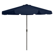 FUNDAZE 10ft Outdoor Patio Umbrella, Navy Blue, Round Canopy, Crank Lift, Adjustable Tilt, Heavy Duty Iron Frame