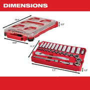 Milwaukee 48-22-9481 SAE Ratchet Socket Mechanics Tool Set 3/8 in. Low Profile Packout Case