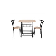 Mainstays 3 Piece Metal and Wood Dining Set, Gray and Black - Steel Wood