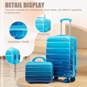 Alvantor 2 Piece Spinner Luggage Set, Gradient Navy and Light Blue, 20 in Carry-On Suitcase with 14 in Cosmetic Case