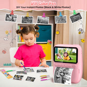 Gofunly Instant Print Camera for Kids, 3.0-Inch Screen, 14MP HD Photos, 1080P Video, Thermal Black and White Printing, Purple