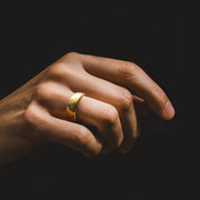 King Will Men's 8mm Tungsten Carbide Ring, Gold Plated Domed Polished Finish, Comfort Fit, Size 13