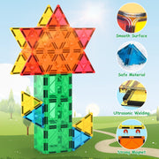 FunMagic Magnetic Tiles 120-Piece Educational Building Blocks Set, STEM Learning Toy - Ages 3-8