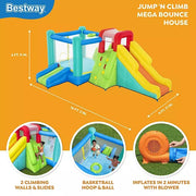 Bestway Jump 'n Climb Kids Inflatable Mega Bouncer - Multicolor