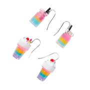 Claires Tween Girls Rainbow Milkshake and Drink Dangle Earrings, 2-Pack