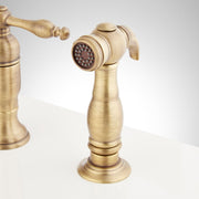 Signature Hardware 497562 Delacour 1.75 GPM Double Handle Bridge Kitchen Faucet with Side Spray, Brushed Gold