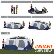 Ozark Trail 30969 13' x 9' 8-Person Cabin Tent with LED Lighted Poles, 32 lbs