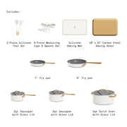 Beautiful 21-Piece Ceramic Nonstick Cookware Set with EverGood Ceramic Coating, White Icing