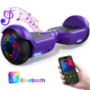 Tcdjtc Off Road Electric Scooter, Dual 400W Motors, Self-Balance Technology, LED Lights, Bluetooth Speaker, Purple, 9 MPH Max Speed