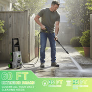 Rebelduck PW01GG 4000 PSI Electric Pressure Washer, 2.6 GPM, 4-in-1 Adjustable Nozzle 0-120, Foam Cannon, 23 ft Hose, 35 ft Power Cord, Portable with Wheels