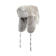 Crown Cap Rabbit Fur Russian Aviator Hat, Grey, Large, Quilted Polyester Lining, Earflap Ties, 2-96504