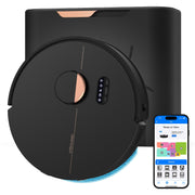 BObsweep Dustin Plus Self-Emptying Robot Vacuum & Mop with 100-Day Dock, 8000 Pa Suction, Jet Black - Wi-Fi Connected