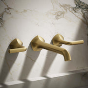 Kohler Occasion Wall-Mount Bathroom Sink Faucet Lever Handle Trim, Vibrant Brushed Moderne Brass, T27013-4-2MB