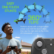 Skyrocket Toys Type-R Racing Drone, High-Speed 30+ MPH, One-Touch Stunts, Rechargeable LiPo Battery, White/Black, 18727