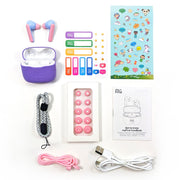 myFirst CareBuds Kids Wireless Earbuds with 85dB Volume Limit, Built-in Microphone, 6 Silicone Ear Tips, Anti-Lost Strap, Touch Control, IPX4 Water Resistant, Bluetooth 5.3, Cotton Candy, FH8505SA