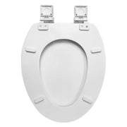 Mainstays Elongated Slow-Close Toilet Seat with Molded Soft TPU Leather Surface, Flip Slider Quick Release Hinges, White