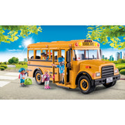 Playmobil City Life School Bus, 46-Piece Playset with Flashing Lights, Stop Sign, Removable Roof, 4 Figures, Accessories, Yellow