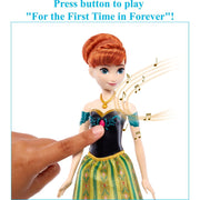 Mattel Disney Frozen Singing Anna Doll, Signature Castle Outfit with Removable Skirt, Brushable Hair, Posable Design, JFH85