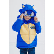 SEGA Sonic The Hedgehog Big Boys Zip Up Cosplay Puffer Jacket, Blue, Size 14-16, P-B261982SX