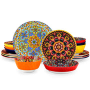 Vancasso 16 Pieces Dinnerware Set, Porcelain Plates and Bowls, Microwave and Dishwasher Safe, Bohemian Style