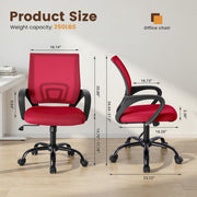 Edx Ergonomic Mid-Back Office Chair with Lumbar Support, Breathable Mesh Backrest, Adjustable Height, Red