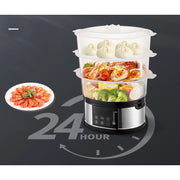 FOHERE 4401-DEALIFE 800W 3 Tier Electric Food Steamer, 13.7QT