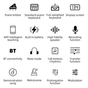 Eccomum 61 Key Folding Keyboard Piano, Semi-Weighted Keys, Bluetooth and USB MIDI Connectivity, Rechargeable Battery, Portable Travel Digital Piano with Sustain Pedal and Music Stand