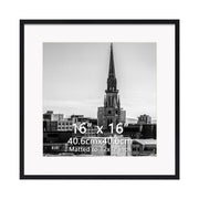 Giftgarden 16x16 Black Picture Frame, Display 12x12 w/Mat or 16x16 Without Mat Pictures