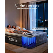 OhGeni Full Air Mattress with Built-in Electric Pump, 18-Inch Raised PVC Airbed, Portable, Durable, Black, Supports 600 lb, AMH5V297