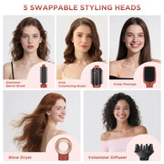 IG INGLAM AB0329-5P 5 in 1 Hair Dryer Brush Blow Dryer Brush for Women, Copper Red