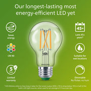 Philips Ultra Efficient LED Light Bulb, 60W Equivalent, A19, Soft White 2700K, Dimmable, Clear Frosted, E26 Base, 4-Pack, 592436