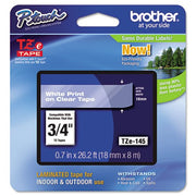 Brother TZE145 Laminated Tape White on Clear, 18mm