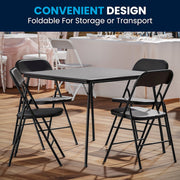 Flash Furniture JB-1-GG 5 Piece Black Folding Card Table and Chair Set