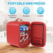Gianna Compact Refrigerator, 4L Portable Mini Fridge for Dorm, Car, Drinks and Snacks, Red, AC-CBX0714-4RD-ASB