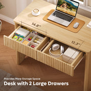 Bestier Computer Desk with 2 Storage Drawers, 39.3 in, Log Finish, Rectangular Writing Desk for Small Spaces