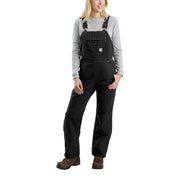 Carhartt Quilt-Lined Duck Bib Overalls for Ladies - Black - L - Tall