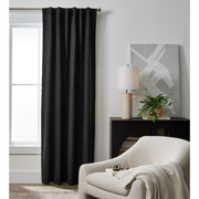 Better Homes & Gardens BH16740103170A2 100% Blackout Linen Blend Single Curtain, 50x84 Intense Black