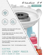 Studio 54 Retro Cotton Candy Maker with 5 Floss Sugar Jars, 50 Paper Cones, 400W Motor, Easy Cleanup, Durable Pink Design MS01254_PNK-AZ