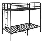 Your Zone YZ6310008080101 Twin Over Twin Metal Bunk Bed w/Ladder for Kids Bedroom, Black