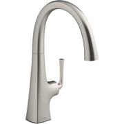 KOHLER K-22065-VS Graze Vibrant Stainless 1-Handle Deck Mount Bar and Prep Handle/Lever Commercial/Residential Kitchen Faucet (Deck Plate Included)
