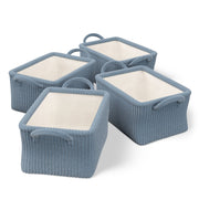 Mainstays Kids Blue Ribbed Corduroy Fabric Storage Basket with Handles, 4 Pack, 15 in x 11 in x 8 in