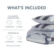 510 Design AM10-0128 Nautical Blue Bedding Set - Owain Stripe Textured Print Comforter by Olliix