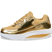 CassandraHayley Rocker Sole Shiny Mesh Casual Sneakers Lightweight Breathable Comfort Walking Shoes