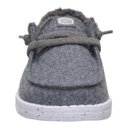 Hey Dude Wendy Wool Cozy Loafers, Charcoal, Women's Size 7, Lightweight Slip-On with Faux Sherpa Lining, Removable Foam Insole, 44272-025