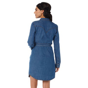 Wrangler Western Denim Long-Sleeve Shirt Dress for Ladies - Mid Denim - L