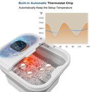 UNIFULL DDZYP-06-White Collapsible Foot Spa Bath with Fast Heating, Motorized Shiatsu Massage, Temperature Control, Pedicure Kit, White, DDZYP-06-White