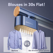 Jack & Rose S3 Travel Steamer for Clothes, Portable 2-in-1 Iron and Steamer, Global Voltage 100V-240V, 15s Fast Heat, Large Ceramic Heat Panel, Blue
