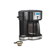 Hamilton Beach 47650 2-Way Programmable Coffee Maker, Single-Serve and 12-Cup Pot, Stainless Steel, Glass Carafe